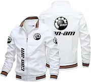[GLLUSA] Men's Bomber Jacket Sweatshirt for Can-am Print Casual Flight Suit Long Sleeve Zip Jackets Cardigan Baseball Uniform Tops - Teen Gift