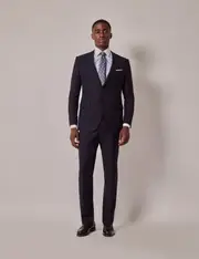 Hawes & Curtis Navy Self Stripe Wool Slim Fit Suit Size: One Size