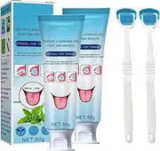 Tongue Cleaning Gel Set,Tongue Cleaning Gel with Cleaner Brush,Fresh Mint Tongue Cleaner Gel,Tongue Cleaner Kit for Oral Care Removes Bad Breath (2Pcs)