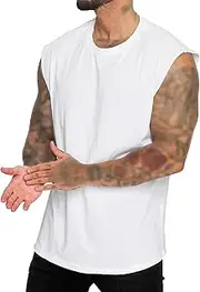 [VgueElegc] Men's Heavyweight Trendy Sleeveless Tank Top Men Heavyweight Sleeveless T-Shirt Male Big & Tall Trendy Tank Top