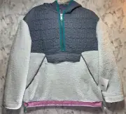 UGG Womens Iggy Sherpa Hooded Half Zip Fleece Pull Over Jacket Blue Sz Small NWT