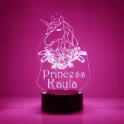 Unicorn Princess Night Lamp - FREE Engraved Name - Kids Room LED Night Light