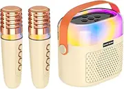 Generico Portable Karaoke Machine | Karaoke Machine For Kids | 12 x 7 x 13 cm Wireless Karaoke Microphones, 1200 mAh Karaoke Speaker With 2 Microphones, Rechargeable Karaoke Machine Everyone
