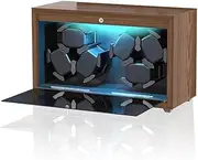 Xisiciao Automatic Single Watch Winder, 6 Rotator with Watch Winder Box, 4 Rotating Modes LED and Super Quiet Motor, Wood Shell and Black Leather