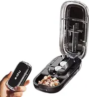 Tablet Divider, Portable Pill Cutter, Tablet Divider for Small Tablets, 1/2 Divided, 1/4 Divided Multifunctional Medicine Cutter, Tablet Cutter with Storage Compartment (Black)