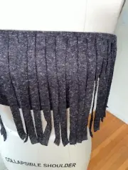 Women’s Bandeau Fringed Crop Top Strapless Bralette New Size Medium Gray