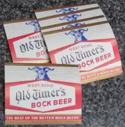 6 Old Timers Bock Beer Bottle Label West Bend Brewing Unused NOS 7 OZ New 1940s