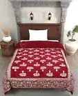 Indian Gold Hand Block Printed Quilt, Handmade Organic Quilt,Kantha Quilt Indian
