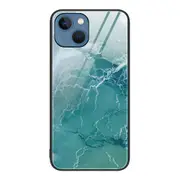 For iPhone 15 Marble Pattern Phone Case Tempered Glass+PC+TPU Anti-scratch Cover - DL04