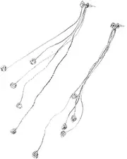 [LIFKOME] 1Pair Long Tassel Dangle Earrings with Rhinestones Decorative Ear Drops for Women for Parties Weddings and Everyday Wear Unique Fashion Jewelry Design