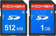 INDMEM SD Card 512MB+1GB,Class 4 Flash Memory Card 1GB MLC Standard Secure Digital Cards Camera Cards