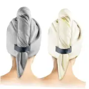 2 Pack Microfiber Hair Towel Wrap for Women - Hair Wrap Towels - Gray & White