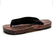 [Generic] Wooden Geta Clogs Sandals Flip Flops for Men with Arch Support, Japanese Wooden Clogs Womens Japanese Style Wood Clog Flip Flops Shoes Anti-Skid Floral Mules Slippers Wooden Get