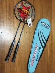 NEW 2 x PLAYER High Quality BADMINTON SET / 2 RACKETS AND 2 Goose Feather SHUTTL