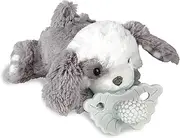 RaZbaby Puppy RaZbuddy w/RaZberry Teething Relief Pacifier – Soothes Sore Gums w/Nature-Inspired Texture, 100% BPA-Free Silicone Teether, Detachable Stuffed Animal – 3 Months+ Teether, Cookies&Cream