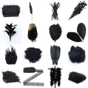 Black Goose Feathers Ostrich Pheasant Feather Clothing Trims Crafts Plumes Decor