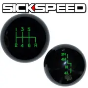 BLACK/GREEN OL' SKOOL SHIFT KNOB/TRANSFER CASE SET FOR 6 SPEED JEEP JK