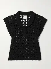 [Suzie Kondi] Suzie Kondi - Iris Crocheted Cotton Top - Black - small small Black