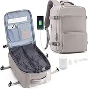 Vacuum Travel Backpack with Pump Vacuum Compression Seal Vacpack Airback Laptop Backpack for Women Men Carry on Backpack Personal Item Travel Bag Luggage Flight Approved Business Back Pack Brown