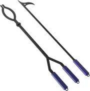 40" Fire Log Tongs Firewood Grabber and Fire Poker Set,Large Fire Pit Tool Ou...