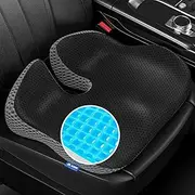 ADERI Gel Wedge Car Seat Cushion for Driving Relieves Tailbone Pain, Composite Gel Memory Foam for Cool & Support Comfort, Ergonomic Car Seat Pillow, Elevated Back for Wider Vision, Anti-Slip Design