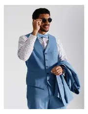 [Blaq] Tailored Puppytooth Vest in Blue