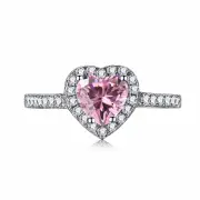 ANYCO Ring Rose Gold Dylam Heart Shape Diamond Ring Rhodium Plated Sterling Silver 8A Zircon Romantic Rings