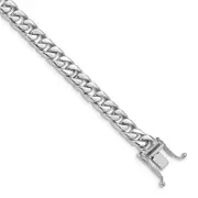 Solid 14K White Gold 8 inch 6.8mm Hand Polished Flat Beveled Curb Link with Box Catch Clasp Bracelet