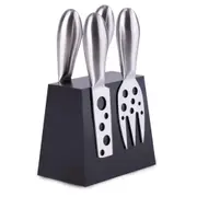 4 Piece Deluxe Stainless Steel Cheese Knife Set With Magnetic Block
