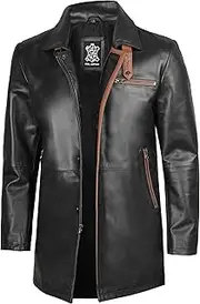 [Decrum] Leather Coats for Men Real Lambskin Casual Car coat Style Leather Jacket Men