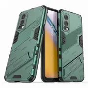 Full-Body Protection Slim Hard PC + Soft TPU Cover with Kickstand Compatible For OnePlus Nord 2 5G Green