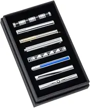 [KUHBDIE] Men's Business Tie Clip Cufflink Suit Silver Striped Collar Clip Suit Accessories