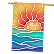 Hello Sunshine Summer House Flag 28 x 40 Vertical Double Sided Sea Welcome