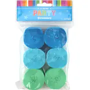 Blue & Green Crepe Paper Streamers (Pack of 6)