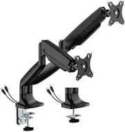 BrateckLDT82-C024UCE Single Screen Heavy-Duty Mechanical Spring Monitor Arm with USB Ports, Matte Black
