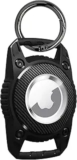 AirTag Holder - Waterproof AirTag Keychain w/Carabiner Clip [Impact Resistant] [Travel Essentials] Protective Kevlar Apple Air Tag Case for Dog Collar, Backpack, Keys, Luggage - Black