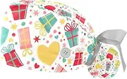 [WOSHJIUK] Working Hat 2 Pack Scrub Caps for Women,Gifts Pattern and Hearts,Tie Back Cap Adjustable Scrub Hat