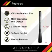 1 Pc Universal Polished Black 5 in / 127 mm Real Carbon Fiber Screw Type Short Stubby Antenna Sport