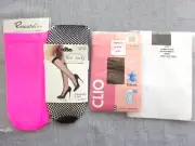 Lot 4 Pairs Knee-High Sock 1 Pink 1 Fishnet 2 Nylon Veil One Size