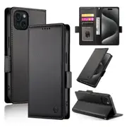 Wallet Case for IPhone 15 Plus,Slim Protective Shockproof Case With Card Holder,Premium PU Leather Kickstand-Black