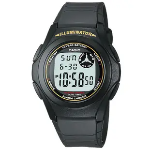 CASIO 超強10年電力數位錶(F-200w-9A)-黑色黃字