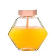 Empty Hexagon glass jar with Honey Dipper Lid
