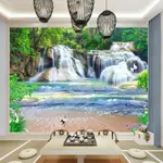 定制森林流水瀑布風景照片壁紙壁畫電視背景牆客廳裝飾牆紙3D