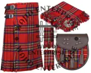 Scottish Traditional Royal Stewart tartan 8 yard Kilt with Accessories for Men's