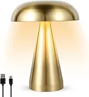 Sutowe Cordless Table Lamp, Rechargeable Touch Control LED Desk Lamp with 3 Level Warm Brightness Dimming, Metal Eye-Protection Bedside Lamp Reading Light for Bedroom, Restaurant (Type A Gold)