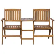 2 Seater Outdoor Garden Patio Chair Folding Wood Jack & Jill Love Seat Table