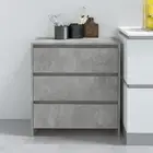 3-Drawer Chest Cabinet Storage Organizer Chipboard Sideboard Unit Concrete Grey