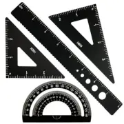 Metal Triangular Scale Ruler Set, 4 Pieces Aluminum 8 Inch Ruler with Black