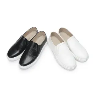 【FUFA Shoes 富發牌】低調奢華皮革感懶人鞋-黑/白 1BC74(女鞋/女懶人鞋/小白鞋/包鞋)