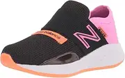 [New Balance] Baby Girls Fresh Foam Roav V1 Slip-On Running Shoe, Black/Vibrant Pink/Vibrant Orange, 2 Infant